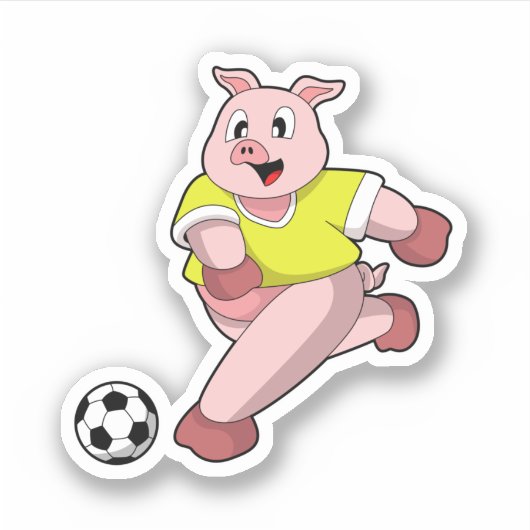 Varken als Voetbalspeler met Voetbal Sticker (Voorkant)