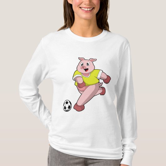 Varken als Voetbalspeler met Voetbal T-shirt (Voorkant)