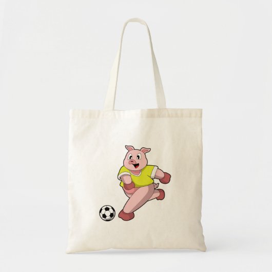Varken als Voetbalspeler met Voetbal Tote Bag (Voorkant)