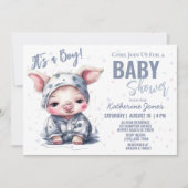 Varken Baby shower Dusty Blue Boy Boerderij Kaart (Voorkant)