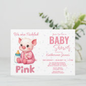 Varken Baby shower Roze Meisje Boerderij Kaart (Staand voorkant)