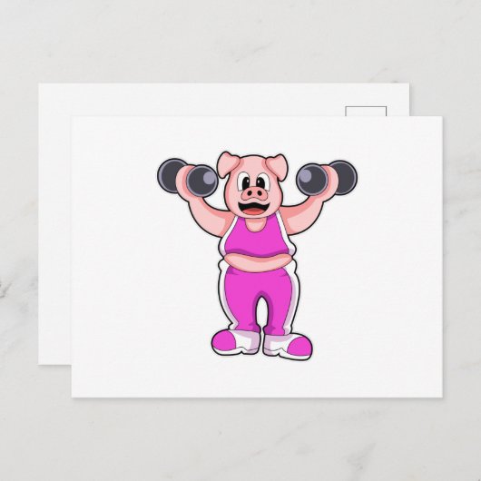 Varken bij bodybuilding met halters briefkaart (Voorkant / Achterkant)