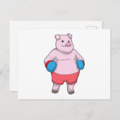 Varken bij boksen met boks handschoenen briefkaart (Voorkant / Achterkant)