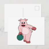 Varken bij bowlen met bowlingbal briefkaart (Voorkant / Achterkant)