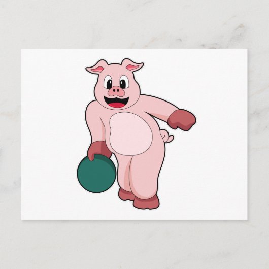 Varken bij bowlen met bowlingbal briefkaart (Voorkant)