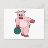 Varken bij Bowling met Bowling-bal Briefkaart (Voorkant)