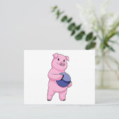 Varken bij Bowling met Bowling-bal Briefkaart (Staand voorkant)