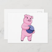 Varken bij Bowling met Bowling-bal Briefkaart (Voorkant / Achterkant)