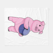 Varken bij Bowling met Bowling-bal Fleece Deken (Voorkant (Horizontaal))