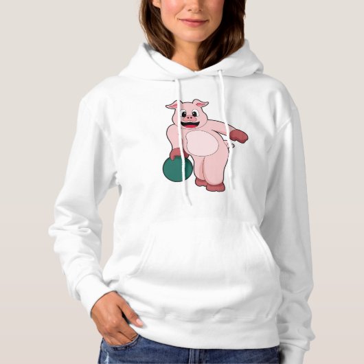 Varken bij Bowling met Bowling-bal Hoodie (Voorkant)