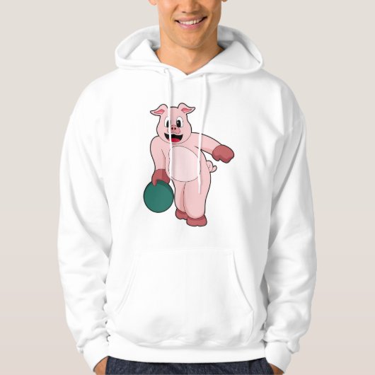 Varken bij Bowling met Bowling-bal Hoodie (Voorkant)