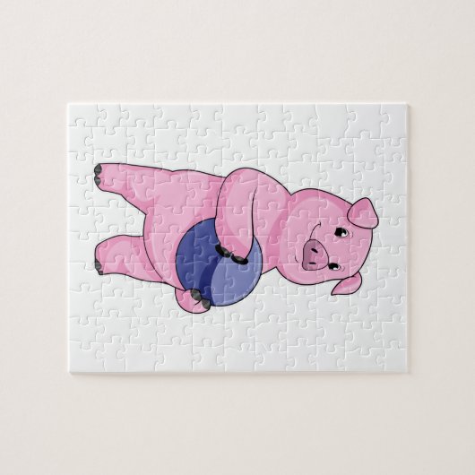 Varken bij Bowling met Bowling-bal Legpuzzel (Horizontaal)