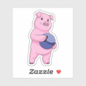 Varken bij Bowling met Bowling-bal Sticker (Vel)