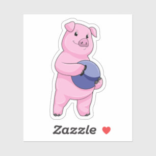 Varken bij Bowling met Bowling-bal Sticker