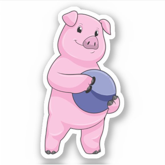 Varken bij Bowling met Bowling-bal Sticker (Voorkant)