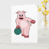 Varken bij Bowling met Bowlingbal Kaart (Gele Bloem)