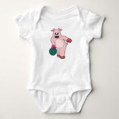 Varken bij Bowling met Bowlingbal Romper (Voorkant)