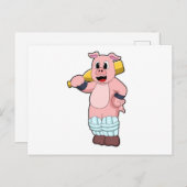 Varken bij Cricket met cricketbat Briefkaart (Voorkant / Achterkant)