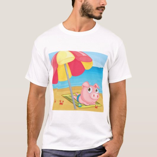 Varken bij de Mannen T-shirt van het strand (Voorkant)