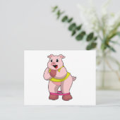 Varken bij fitness met elastiek briefkaart (Staand voorkant)