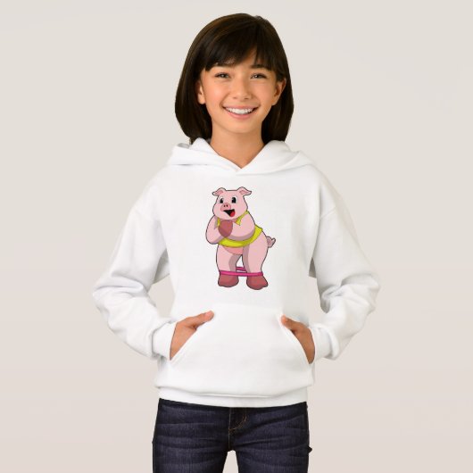 Varken bij fitness met rubberband (Voorkant volledig)