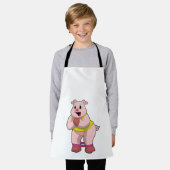 Varken bij fitness met rubberband schort (Gedragen)