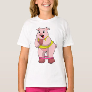 Varken bij fitness met rubberband t-shirt