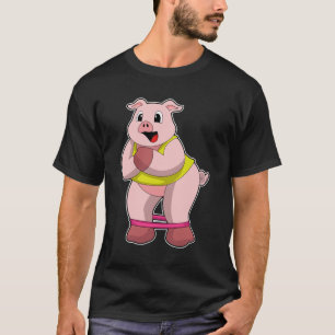 Varken bij fitness met rubberband t-shirt