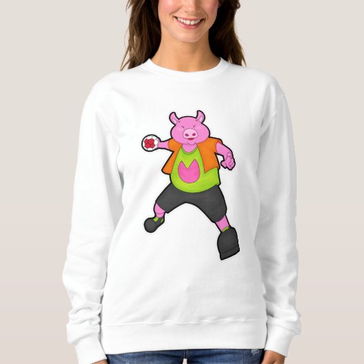 Varken bij Handbalspeler met handbal Trui (Voorkant)