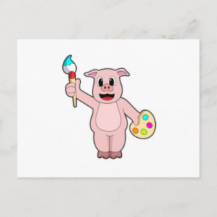 Varken bij het Schilderen met Borstel & Kleur Briefkaart
