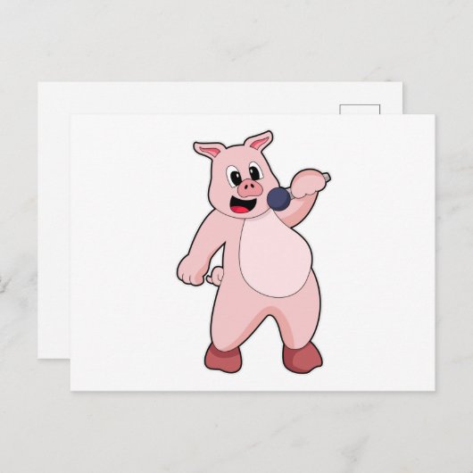 Varken bij het zingen met microfoon briefkaart (Voorkant / Achterkant)