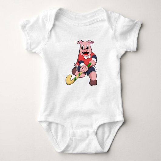 Varken bij Hockey met Hockey bat Romper (Voorkant)