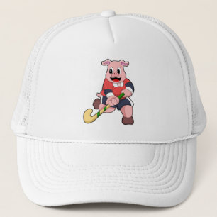 Varken bij Hockey met Hockey bat Trucker Pet