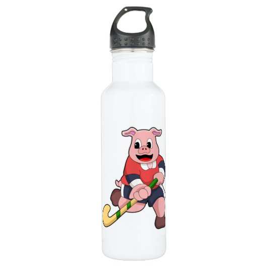 Varken bij Hockey met Hockey bat Waterfles (Voorkant)