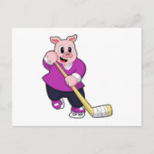 Varken bij ijshockey met ijshockeystick briefkaart (Voorkant)