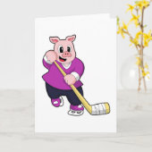 Varken bij ijshockey met ijshockeystick kaart (Gele Bloem)