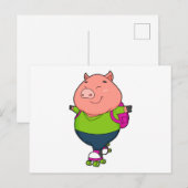 Varken bij inline schaatsen met rollerschaatsen briefkaart (Voorkant / Achterkant)
