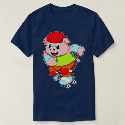 Varken bij Inline skating met Inline schaatsen Hel T-shirt (Design voorkant)