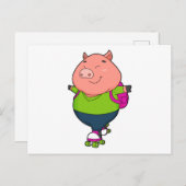 Varken bij Inline skating met Roller skates Briefkaart (Voorkant / Achterkant)