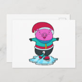 Varken bij schaatsen met schaatsen & hoed briefkaart (Voorkant / Achterkant)