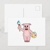 Varken bij schilderen met kwast en kleur briefkaart (Voorkant / Achterkant)