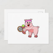 Varken bij tennis met tennisracket briefkaart (Voorkant / Achterkant)