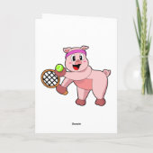 Varken bij tennis met tennisracket kaart (Achterkant)