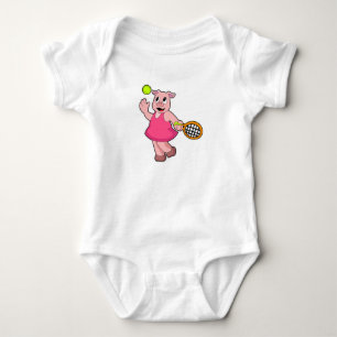 Varken bij tennis met tennisracket romper