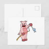 Varken bij vissen met hengel & Vis Briefkaart (Voorkant / Achterkant)