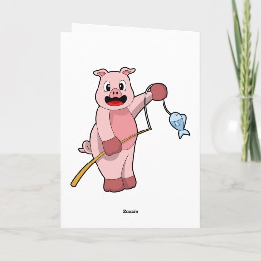 Varken bij vissen met hengel & vis kaart (Achterkant)