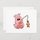 Varken bij vissen met vis briefkaart (Voorkant / Achterkant)