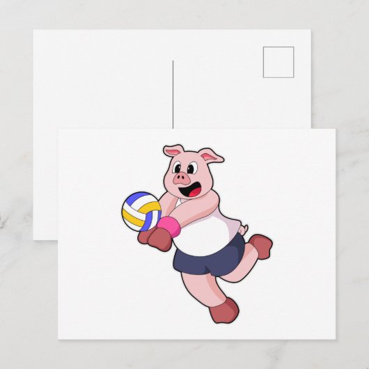 Varken bij volleybalsporten briefkaart (Voorkant / Achterkant)