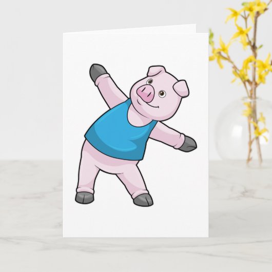 Varken bij yogastrekoefening kaart (Gele Bloem)