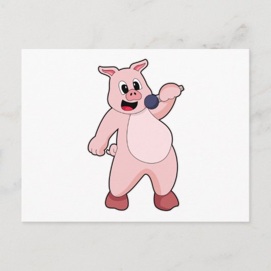 Varken bij zingen met microfoon briefkaart (Voorkant)